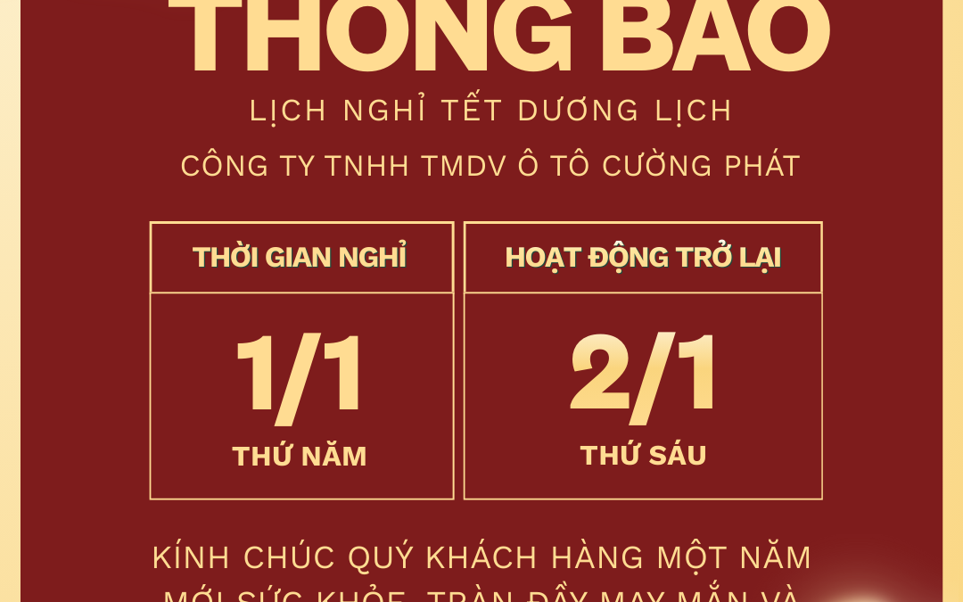 Thông báo nghỉ tết dương lịch 2026